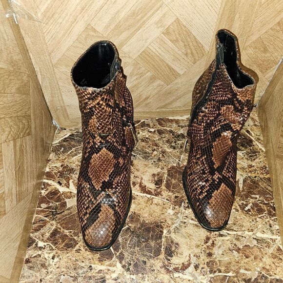 Zara women's fashion leather snake brown ankle boots size 7. 049 - Picture 6 of 11